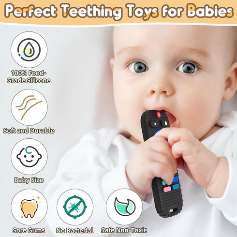 Teething Relief Teethers Toys for Babies 3 6 12 Months Gifts, Silicone Teether Remote Control & Game Controller Sensory Bath Toys for 3 6 9 12 18 ...