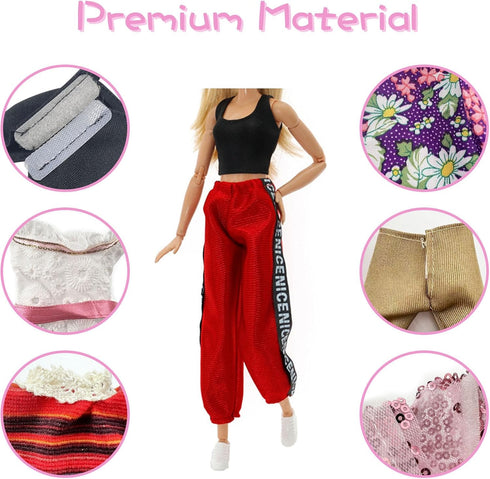 10 Pcs Doll Clothes for 11.5 inch Doll Handmade Casual Wear Including 5 Fashion Tops and Pants Outfits 5 Fashion Dresses in Random Easter Birthday...