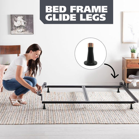 Kings Brand Furniture - Plastic Bed Frame Glide Legs - Bed Frame Leg Feet to Replacement Wheels - Set of 6...