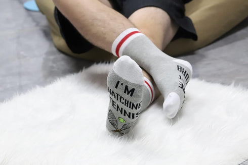 TSOTMO 2 Pairs Tennis Lover Gift Novelty Crew Socks Please Do Not Disturb I’m Watching Tennis Socks Novelty Sports Socks...