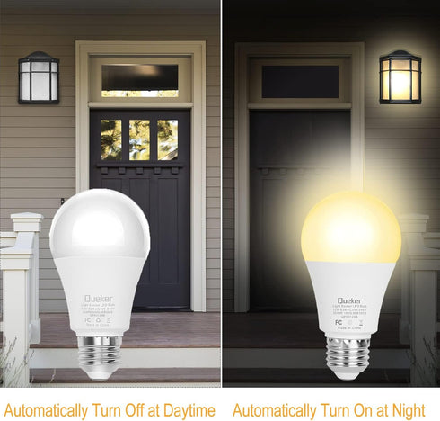 Dusk to Dawn Light Bulbs Outdoor 6 Pack, 3000K Warm White Light Sensor Bulbs 12W (100 Watt Equivalent) Auto On Off Photocell Sensor, E26 A19 1000L...