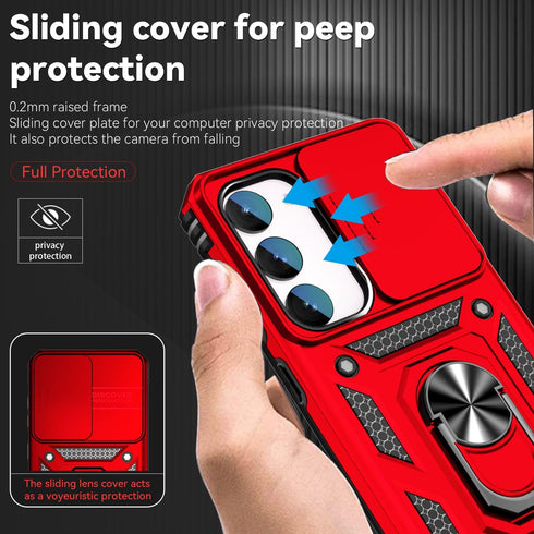 SunStory Military-Grade Case for Samsung Galaxy S23 FE 5G - With HD Screen Protector, Slide Camera Cover & Kickstand - Red...