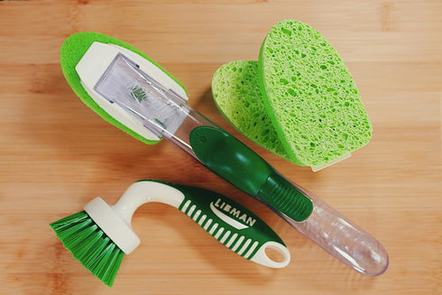 Libman Gentle Touch Foaming Dish Wand Bundle with Curved Kitchen Brush and Two Sponge Refills...