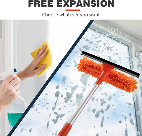 Professional 2 in 1 Squeegee Window Squeegee with 31 inch Long Stainless Steel Handle,Sponge Car Window Squeegee for Gas Station, Glass,Shower,Out...