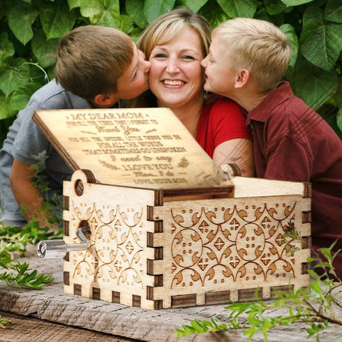 You are My Sunshine Music Box, Gift for Mom from Son, Wood Laser Engraved Vintage Music Boxes, Unique Best Gift for Mother's Day, Birthday/Christm...