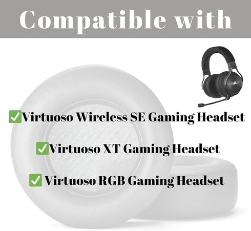 Replacement XT SE EarPads for Corsair Virtuoso RGB Wireless XT SE Gaming Headset, Soft Memory Foam Protein Leather Ear Cups Cover Repair Part (Bla...