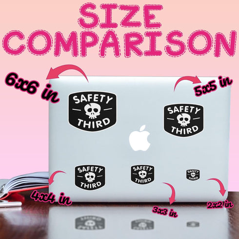 (3PCS) Safety Third Sticker Safety 3rd Funny Hard Hat Sticker Skull Warning 3" Die-Cut Waterproof Vinyl Sticker for Helmet Toolbox Water Bottle Ph...
