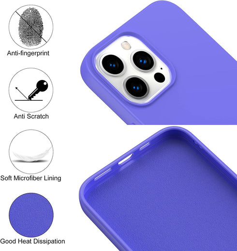 Designed for iPhone 14 Pro Max Case, Silicone Ultra Slim Shockproof Phone Case with Soft Anti-Scratch Microfiber Lining, [Enhanced Camera Protecti...