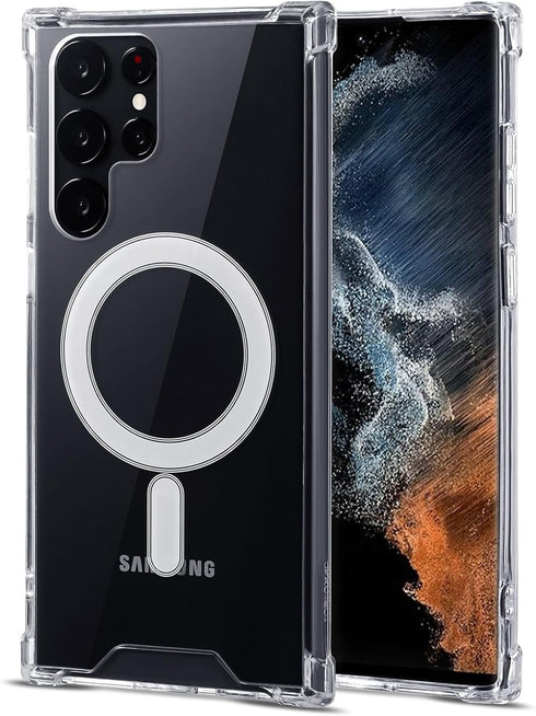 Magnetic Case for Samsung Galaxy S22 Ultra for MagSafe Case/Shockproof Samsung S22 Ultra Case for MagSafe Transparent/Clear Phone Case Funda para ...