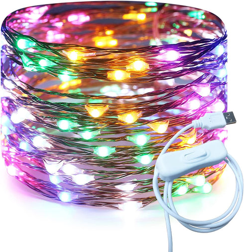 USB Fairy Lights 20 Ft 120 LED String Lights with On/Off Switch, Waterproof Copper Wire Lights for Bedroom Wall Ceiling Wreath Christmas Easter We...