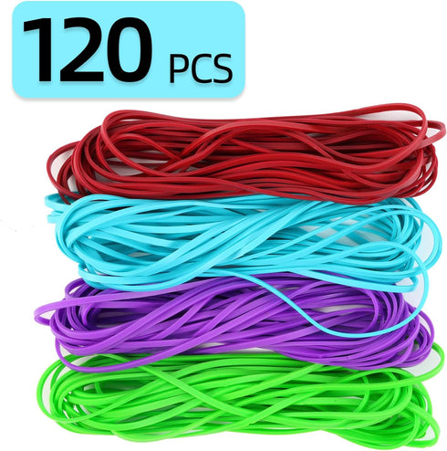 Large Rubber Bands, 120 Pcs Long Rubber Bands, Heavy Duty Rubber Bands,Premium Rubber Bands Office Supplies, Home and kitchen, Assorted Colors Rub...