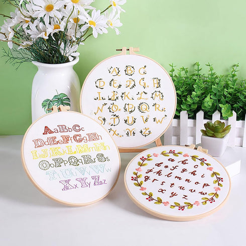 ojindiy Embroidery Kits for Beginners Adults 3 Packs, Learn 26 Alphabet Letters Stitches, Embroidery Kit for Craft Lover and Starter, Cross Stitch...