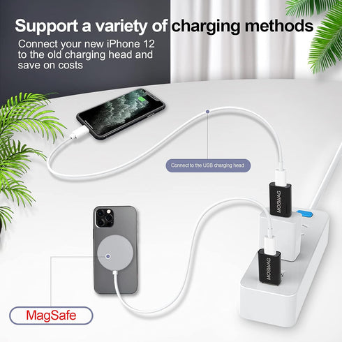 MOSWAG 3 Pack USB C to USB Adapter - Male to Female, Type-C to Type A Compatible with Apple MagSafe Charger, Mac, Laptops and PCs...