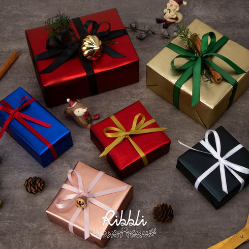 Ribbli Gold Satin Ribbon,Double Faced Satin 1/4 inch x Continuous 50 Yards,Gold Ribbon Use for Bows Bouquet,Gift Wrapping,Wedding Decoration,Flora...