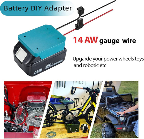 Fit for MAKITA 18v Battery Power Mount Connector Adapter Dock Holder with 14 awg Wires...