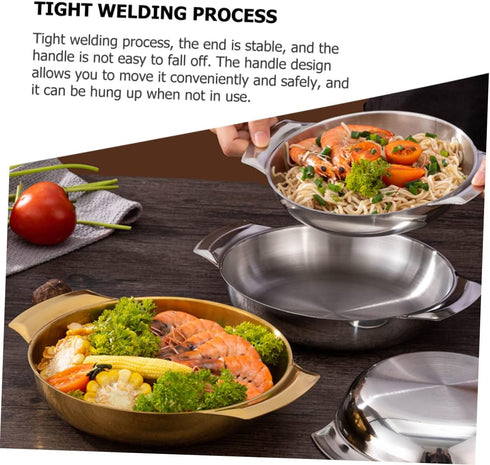 PRETYZOOM Stainless Steel Seafood Pot Double Handle Cooking Pan Cookware Non Stick Pan Casserole Pot Sturdy Cooking Pot Nonstick Frying Pan Campin...