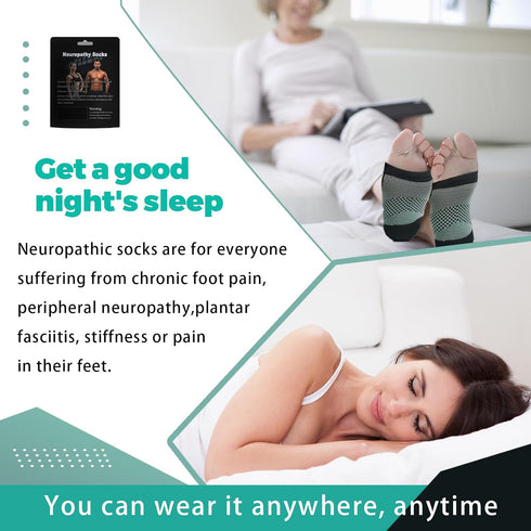 Neuropathy Socks for Men Women (2pairs) - Soothe Socks Apply to Neuropathy, Plantar Fasciitis, Diabetic Foot Nerve Pain Relief (XXL,Black+White)...