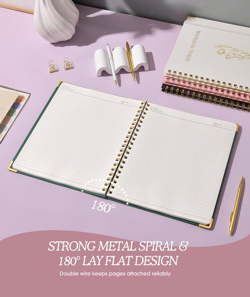 Aesthetic Spiral Notebook Journal for Women, 10.5" x 8.5" A4 Cute Lined Notebooks for Work, Large Hardcover College Ruled Notebook, 100 GSM Paper,...