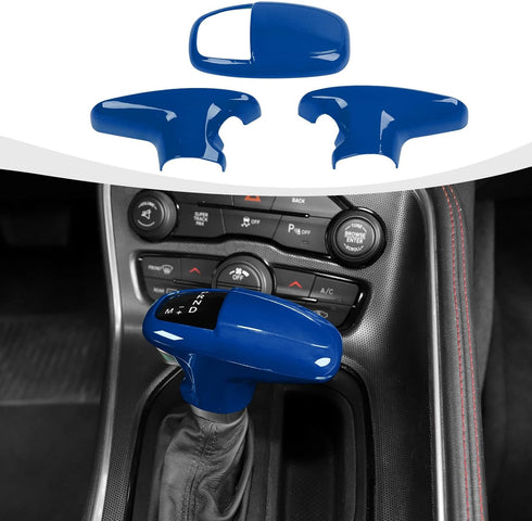 Gear Shift Knob Cover Handle Protector Trim Sticker Interior Accessories Compatible with Dodge Challenger Charger 2015-2023 & Durango 2018-2022, B...