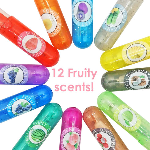 36 PCS Scented Glitter Color Gel Pen Smooth Writing Pen Stationery Kit Cute Smell Good Pens Fruit Flavors Coloring Pen for Girls Kids Art Crafts S...