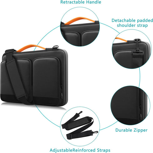 14 inch Laptop Case Sleeve, Waterproof Shock-Resistant Lightweight Shoulder Bag, 360° Protective Notebook Briefcase Compatible with 14 inch MacBoo...