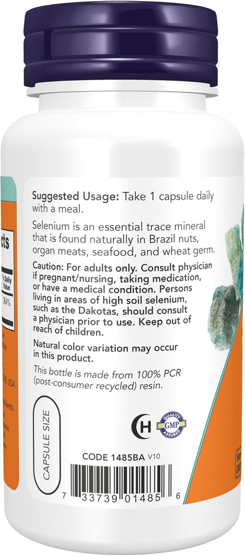 NOW Supplements, Selenium (L-Selenomethionine) 200 mcg, Essential Mineral*, 90 Veg Capsules...