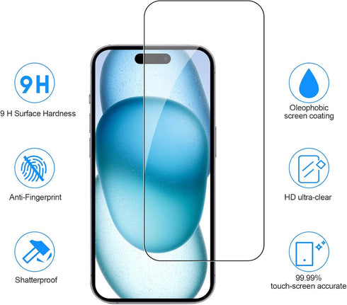 SIBEITU 3 Pack Screen Protector for iPhone 15 Plus with 3 Pack Camera Lens Tempered Glass Protector, 6.7 Inch HD Clear 9H Hardness Full Coverage, ...