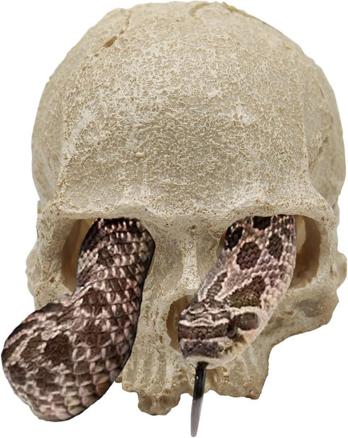 Snake Hideout, Reptile Aquarium Skull Decor, Resin Skeleton Head Fish Hide, Tank Terrarium Accessories, Reptile Hides and Caves for Fish Bearded D...