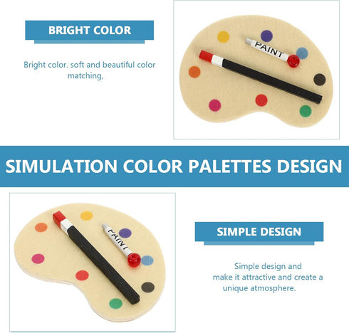 3pcs 1:12 Dollhouse Palettes Miniature Artist Palette Paint Brush Model Toys Mini Life Play Scene Model Crafts Decoration for Fairy Garden Kids Pr...