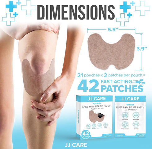 JJ CARE Knee Patches - 42 Pcs Knee Patches for Pain Relief Extra Strength - 5.5" x 3.9" Pain Relief Patch for Knee, Knee Pain Relief Patch for Art...