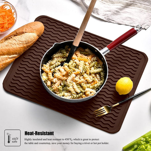 Silicone Dish Drying Mat, Non-Slip Easy Clean Sink Mat Large Heat-resistant Dish Drainer Mat for Kitchen Counter, Sink, Refrigerator or Drawer lin...
