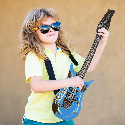 6-pack inflatable guitar balloon, inflatable guitar toddler toys | toy guitar | novelty inflatable rock star guitar | waterproof multi-color party...