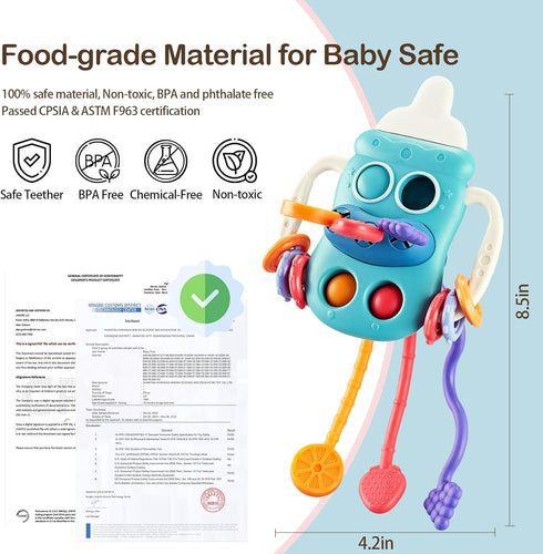 Baby Sensory Montessori Toy for 6-12-18 Months Babies, Food Grade Silicone Pull String Teething Toy for 1 2 3 Year Old, Sensory Activity Toys for ...
