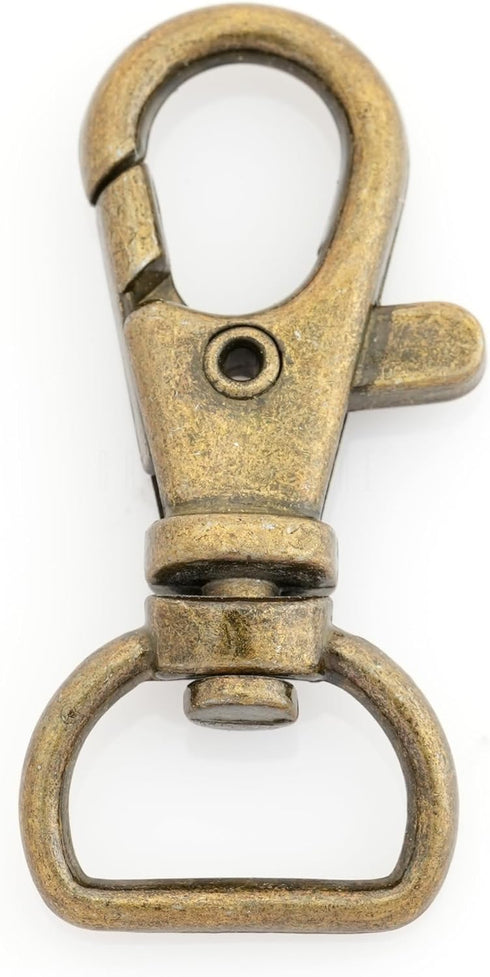 CRAFTMEMORE Swivel Lobster Claw Clasps Classic Trigger Snap Hooks CS10 Purse Landyard Clip 5/8" 3/4" 1" Pack of 10 (5/8 Inch, Antique Brass)...