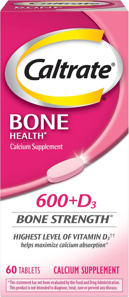 Caltrate 600 Plus D3 Calcium and Vitamin D Supplement Tablets, Bone Health Supplements for Adults - 60 Count...