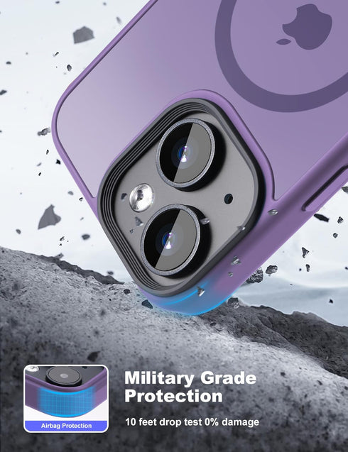 Tigowos Cellular Phone Case for iPhone 15 Plus & iPhone 14 Plus, Magnetic MIL-Grade Drop Tested, Matte Back Cover, Deep Purple......