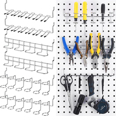 6 Pcs Pegboard Screwdriver Holders Organizer Pegboard Plier Holders Stainless Steel Peg Board Tool Utility Hooks Accessories Shelving Display Mult...