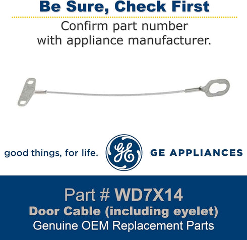 GE WD7X14 Dishwasher Door Cable (including eyelet), mettalic