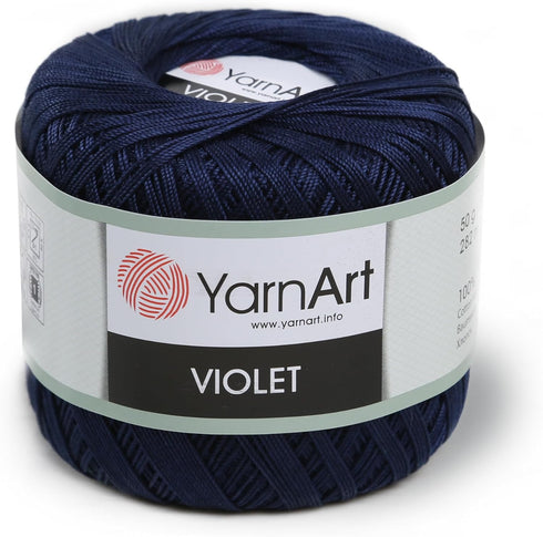 Yarn Art 1 Skein YarnArt Violet,100 Mercerized Cotton Yarn Threads Crochet Lace Hand Knitting Yarn Embroidery Arts Crafts (Navy Blue 0066)......