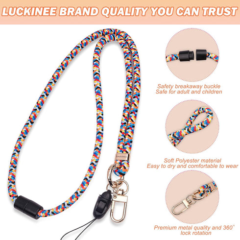 Cell Phone Lanyard with Safety Breakaway Buckle, 1xPhone Neck Strap, 1xPhone Wrist Lanyard Strap, 2×Phone Patches, 2xKeyrings, 2xPen Holders......