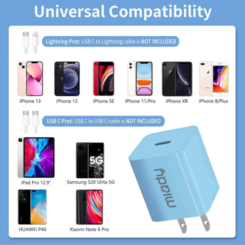 USB C Wall Charger, Miady 2 Pack 2.4A/5V Wall Charger Adapter Compatible for iPhone 14/14 Pro Max/13/13Pro/12/12 Pro, iPad AirPods Pro and More (C...