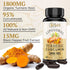 Liposomal Turmeric Curcumin Supplement 2000mg, 95% Standardized Curcuminoid Extract & Organic Root Powder with Piperine Black Pepper Fruit (15mg),...