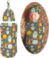 Robot and Moon Newborn Swaddle Blankets Hat Sets Soft Baby Receiving Blanket Swaddle Sack for Baby Shower Infant Boy Girl Gift...