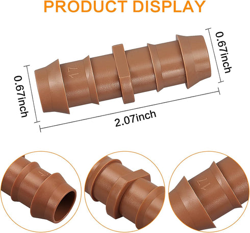 35-Pack Drip Irrigation Barbed Coupling Fittings, Barbed Connectors(17mm) Fit 1/2''(.600 ID) Drip Tubing,Sprinkler Tubing Connector for Drip Irrig...