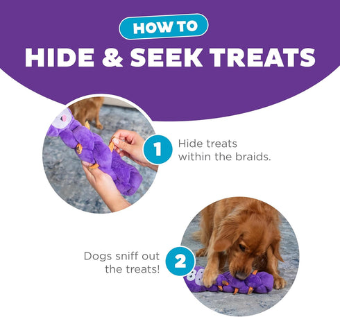 Outward Hound Nina Ottosson Twistiez Interactive Plush Dog Puzzle Dog Enrichment Toys Dog Treat Puzzle, Plush, Purple...