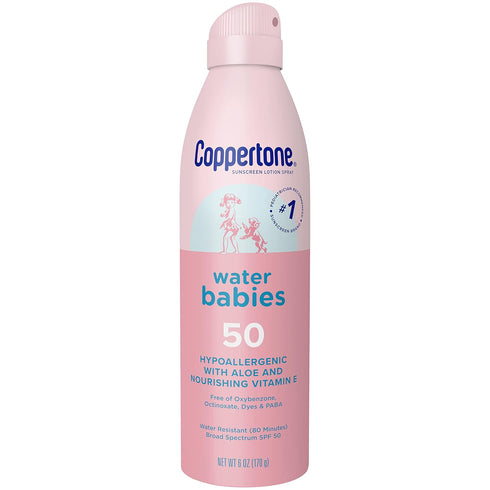 Coppertone Baby Sunscreen Pack, Coppertone WaterBabies SPF 50 Sunscreen Spray, 6 Oz Can + Coppertone Pure and Simple Baby Sunscreen Stick, Mineral...