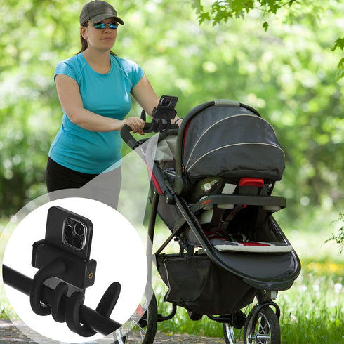 Amylove 2 Pcs Stroller Phone Holder Portable Cell Phone Holder Stand Universal Stroller Accessories for Parent Baby Toddler Phone Clamp with Non S...
