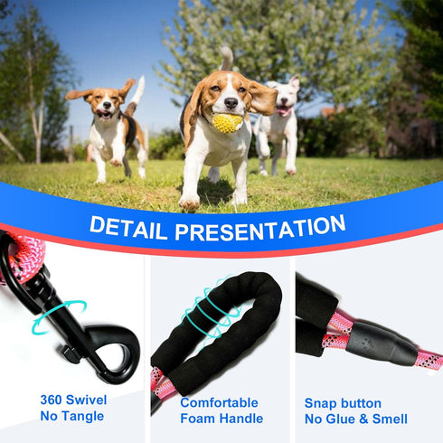 Heavy Duty Rope Dog Leash with Soft Padded Handle 5 ft Long - for Large Medium Dogs Small Puppy with A Free Poop Bags Dispenser and A Free Dog Tra...