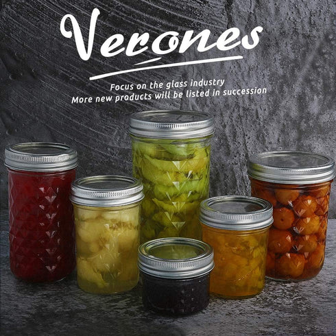 VERONES Wide Mouth Mason Jars 22oz, 12 Pack 22 oz Wide Mouth Mason Jars with Lids and Bands, Ideal for Jam, Honey, Wedding Favors, Shower Favors...