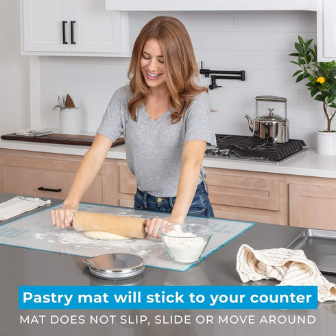 XXL Silicone Pastry Mat – Non-Slip, Easy-Clean Rolling Mat for Dough, Cookies, Pizza & Fondant – Extra Large 23.5” x 31.5” Baking Mat with Printed...